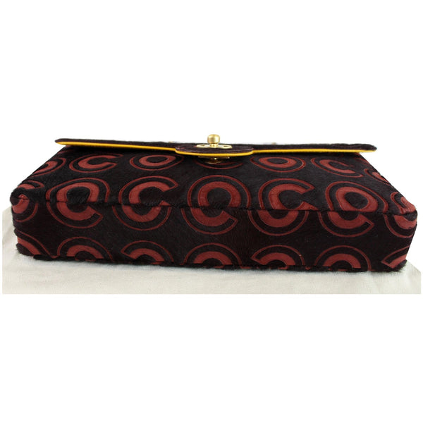 CHANEL Coco Pony Hair Leather Shoulder Bag Burgundy