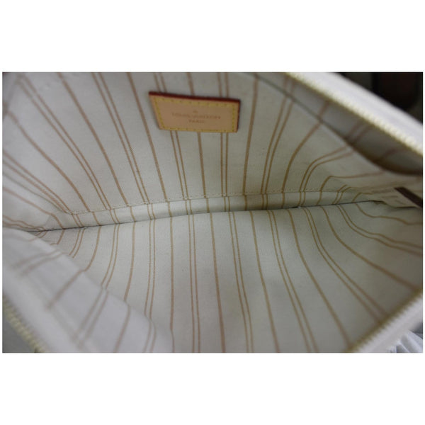 LOUIS VUITTON Neverfull MM Damier Azur Pochette Wristlet Pouch White