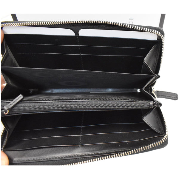 Gucci Web Guccissima Leather Zip Pocket Inside Wallet Black
