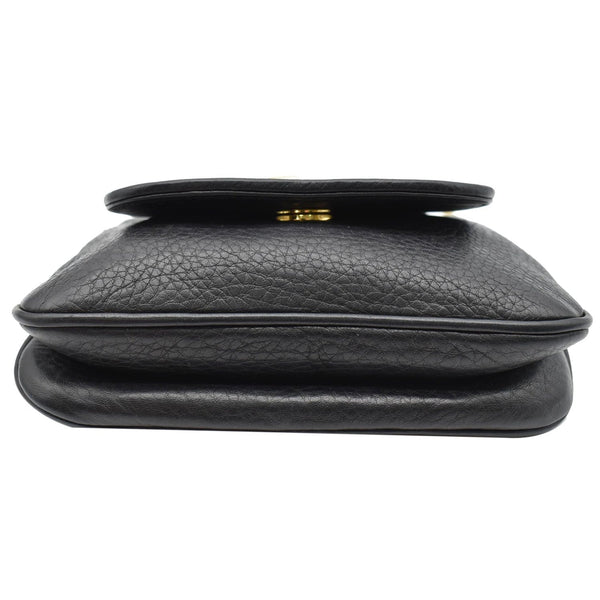 GUCCI Small 1973 Pebbled Leather Chain Crossbody Bag Black 251821