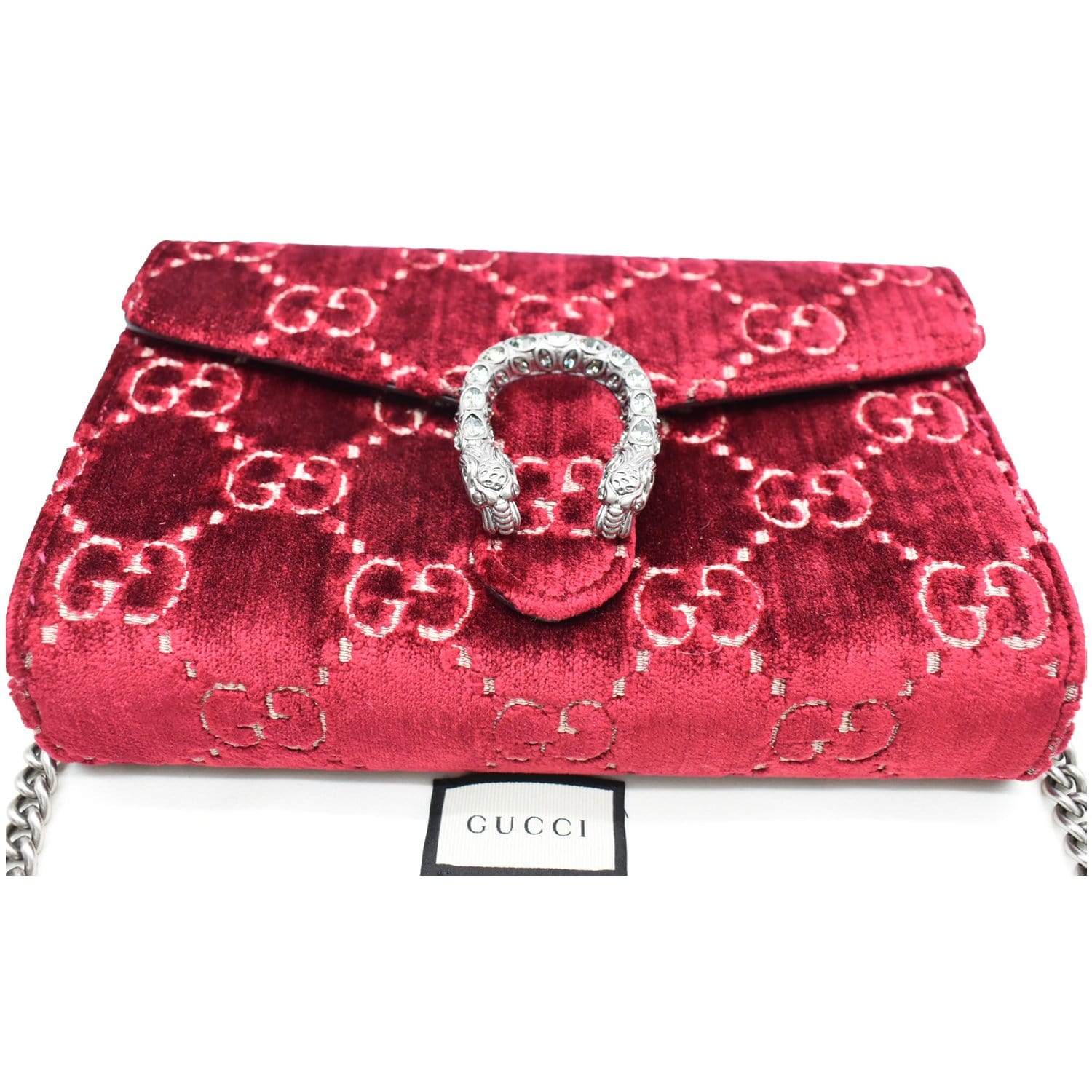 Gucci Dionysus Chain Wallet Mini GG Supreme Red Fabric Effect in  Canvas/Leather with Silver-tone - US