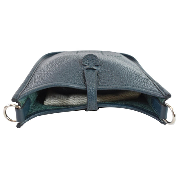 HERMES Evelyne TPM Clemence Leather Shoulder Bag Dark Green