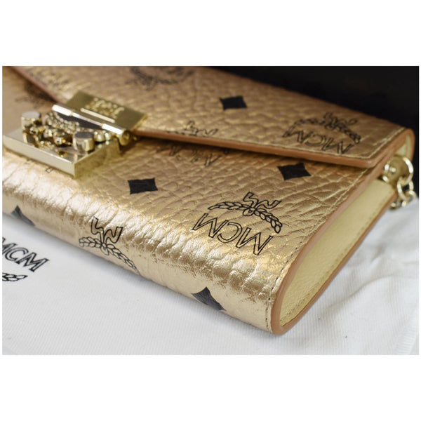 MCM Berlin Visetos Crossbody Chain on Wallet Gold