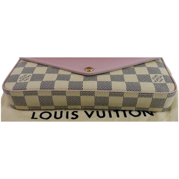 LOUIS VUITTON Pochette Felicie Damier Azur Chain Wallet Pastel Pink