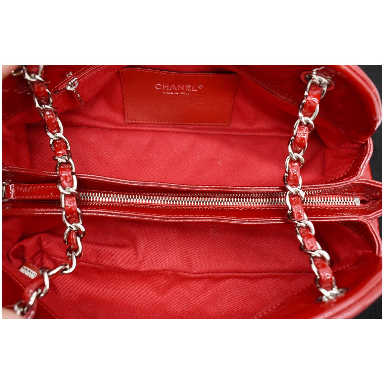 Mademoiselle patent leather clutch bag