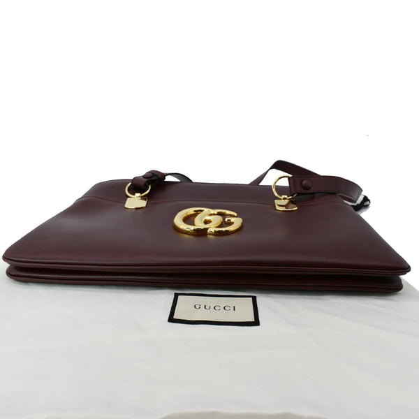 GUCCI Large Arli Leather Top Handle Shoulder Bag Burgundy 550130