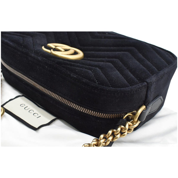 GUCCI  GG Marmont Small Velvet Matelasse Crossbody Bag Black 447632
