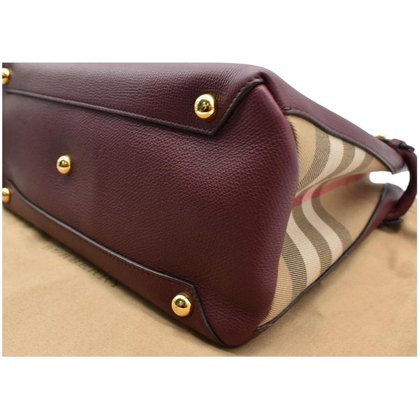 BURBERRY Banner Medium Leather Tote Shoulder Bag Red