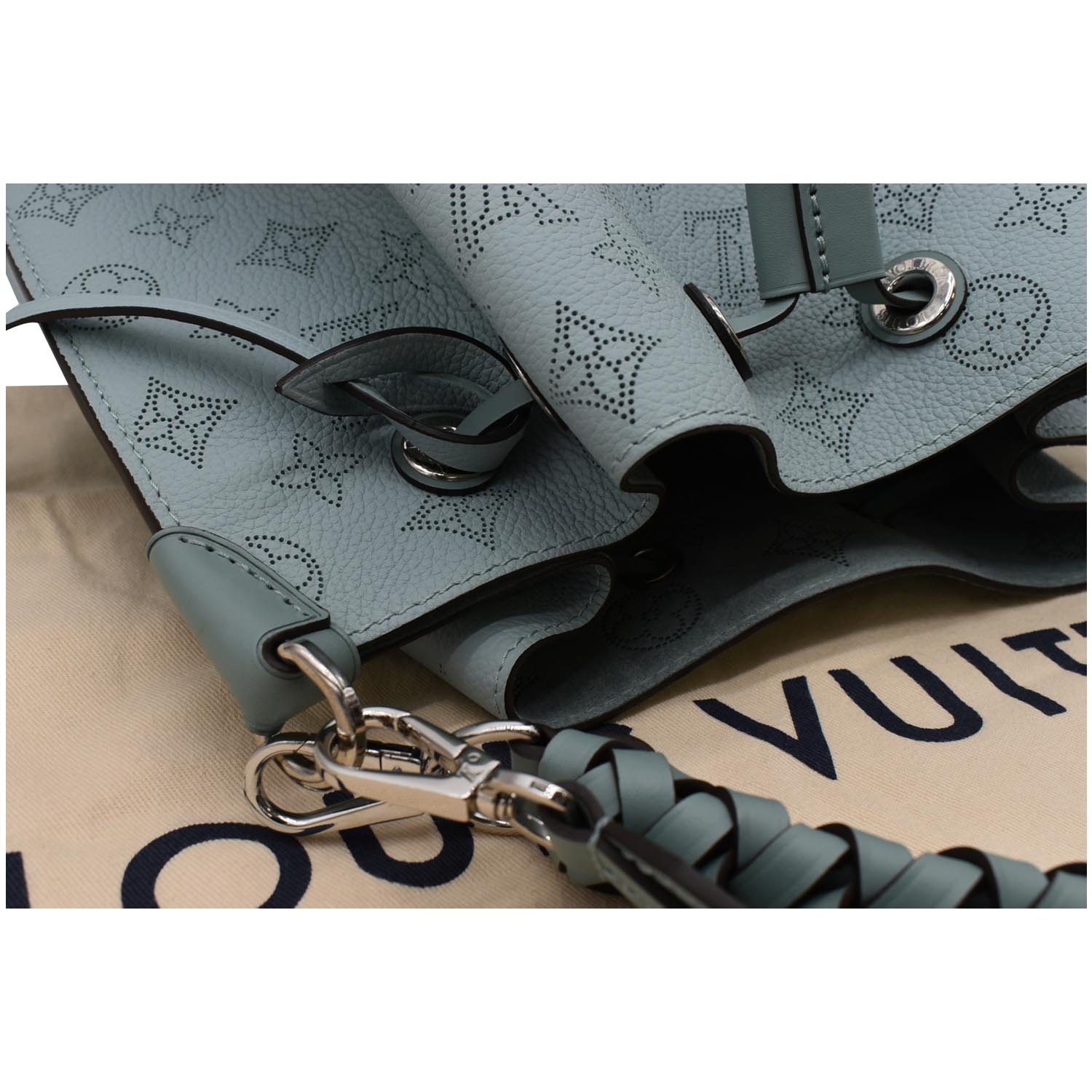 LOUIS VUITTON Muria Mahina Perforated Leather Crossbody Bag Vert