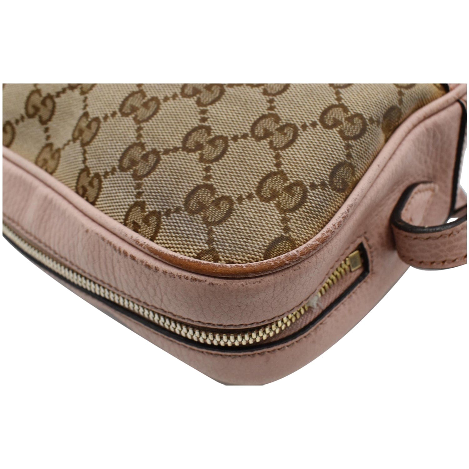 GUCCI Bree GG Canvas Leather Crossbody Bag Pink 449413