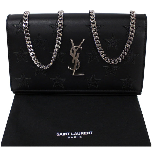 YVES SAINT LAURENT Kate Stars Leather Chain Clutch Crossbody Bag Black