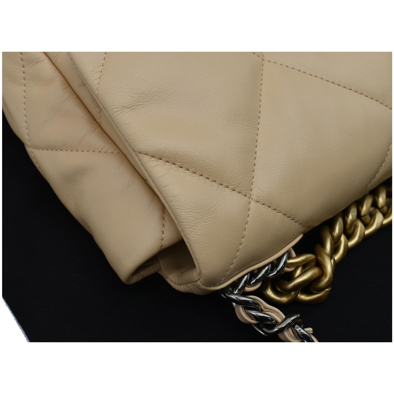 Chanel Beige Quilted Lambskin Large Chanel 19 Bag