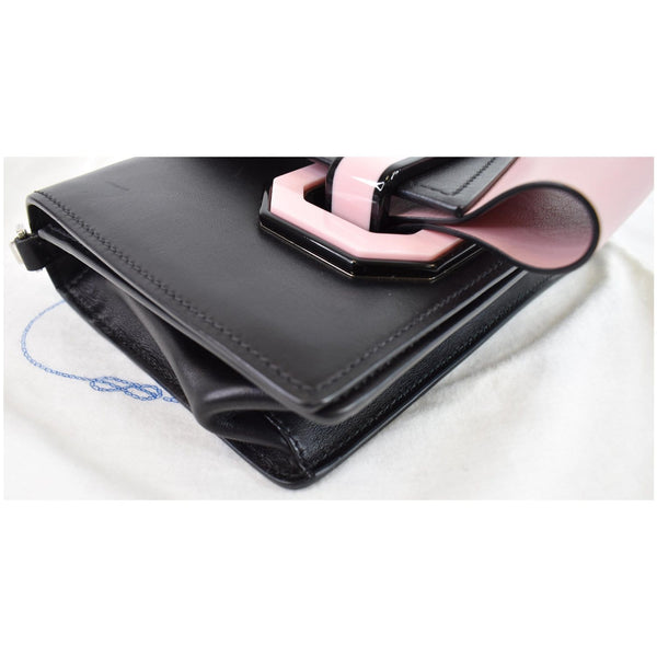 PRADA City Plex Ribbon Small Calfskin Shoulder Bag Black/Pink
