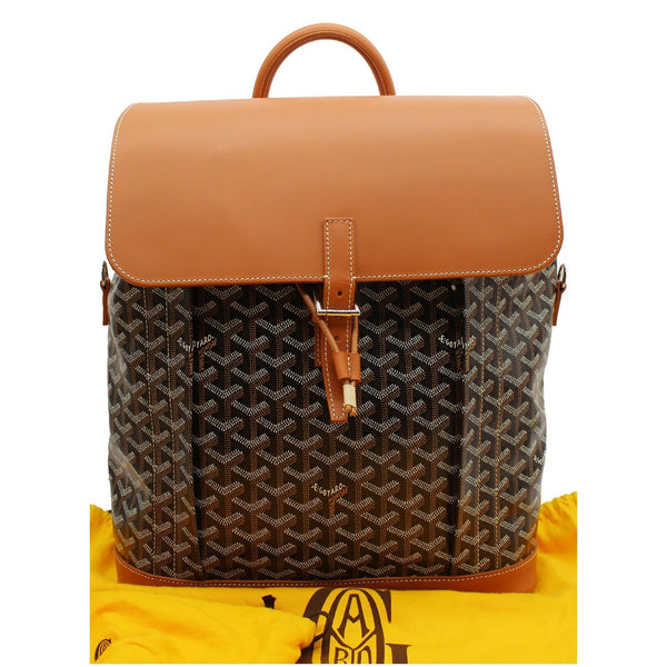 GOYARD Alpin MM Goyardine Canvas Leather Backpack Bag Tan