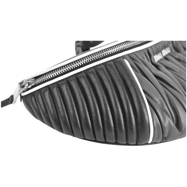 MIU MIU Two-Tone Matelasse Leather Belt Bum Bag Black/Green