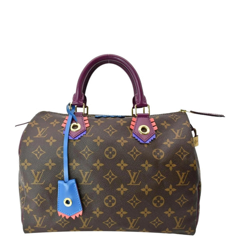 LOUIS VUITTON Totem Speedy 30 Monogram Canvas Satchel Bag Brown