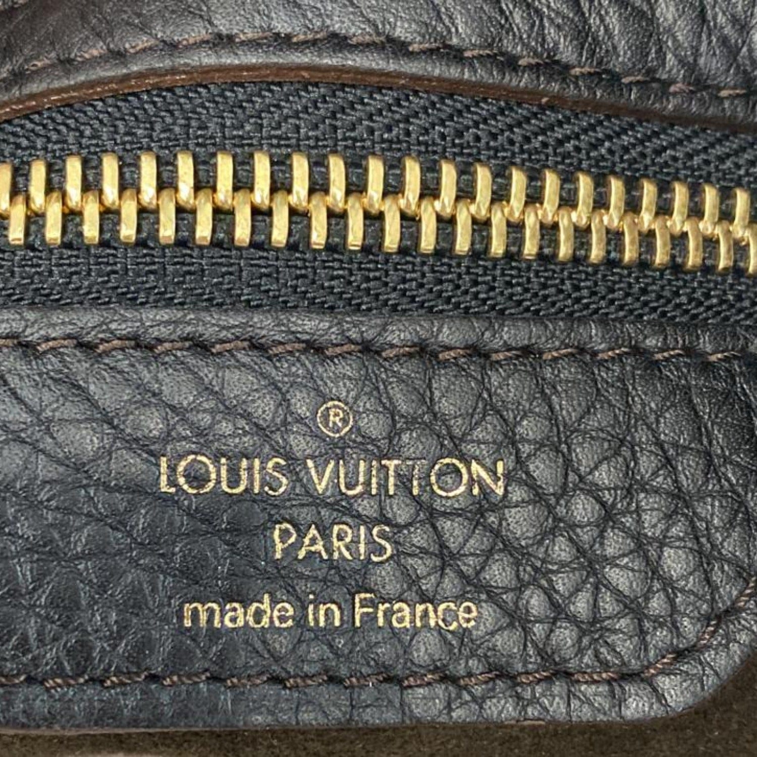LOUIS VUITTON Ombre taupe Mahina leather SELENE MM Shoulder Bag
