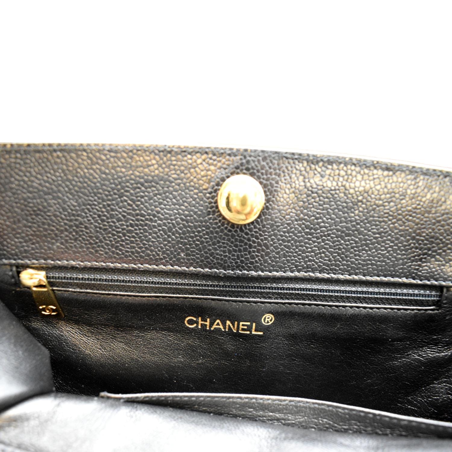 CHANEL Large Gold CC Caviar Chain Shoulder Bag Black Leather Purse