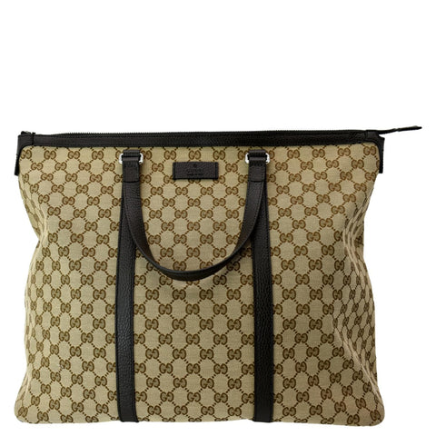 GUCCI GG Canvas Tote Travel Bag Beige 449170