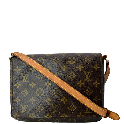 LOUIS VUITTON Musette Tango Monogram Canvas Crossbody Bag Brown