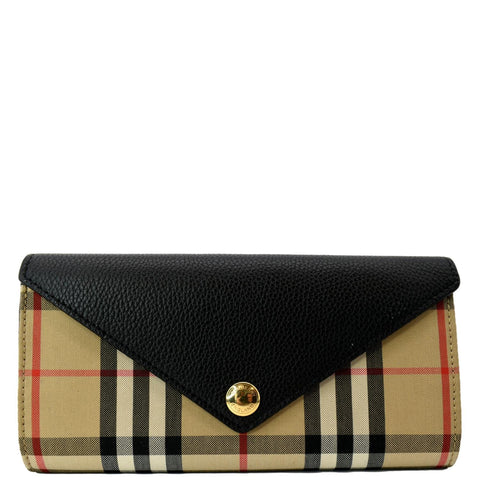 BURBERRY Vintage Check Leather Wallet Beige