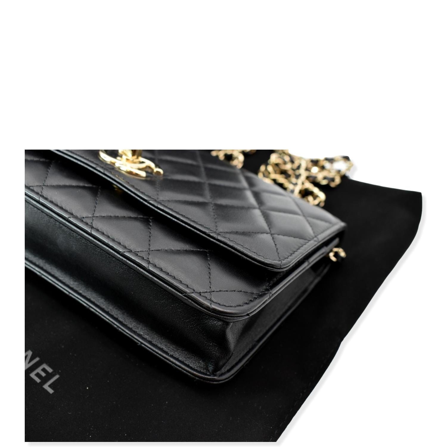 CHANEL Lambskin Quilted Mini Trendy CC Wallet On Chain WOC Black 1248422