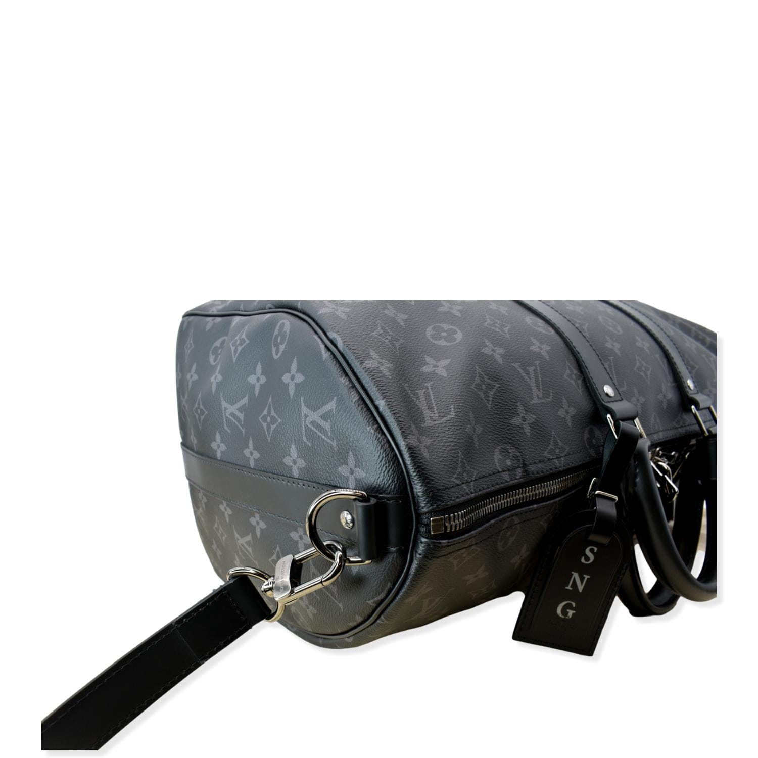 Louis Vuitton Black Monogram Eclipse Keepall Bandouliere 45 Duffle with Strap 2L103a