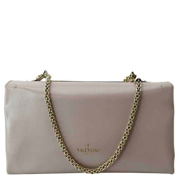 VALENTINO Garavani Bow Chain Leather Shoulder Bag Light Pink - 10% OFF