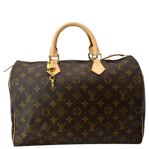 LOUIS VUITTON Speedy 35 NM Monogram Canvas Satchel Bag Brown