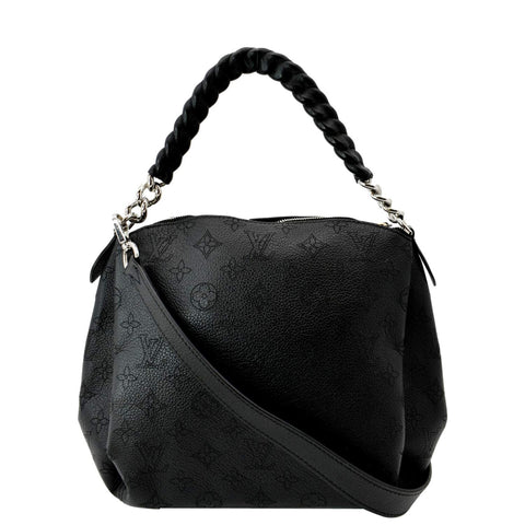 LOUIS VUITTON Babylone Monogram Mahina Leather Chain Shoulder Bag Black