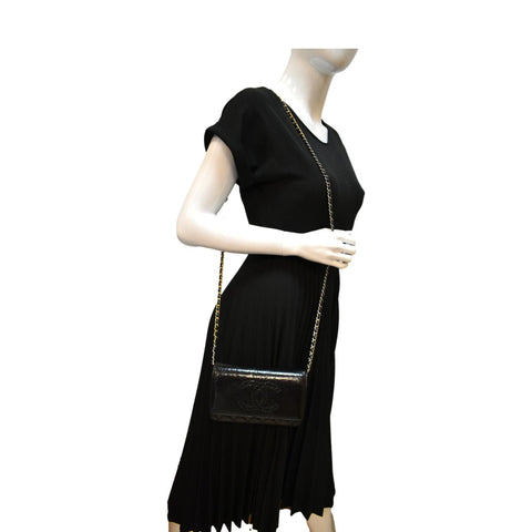 CHANEL CC WOC Patent leather Wallet On Chain Crossbody Bag Black