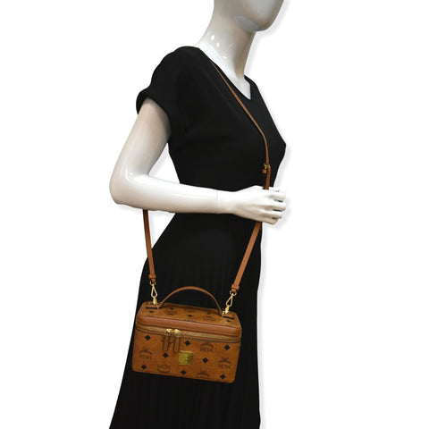 MCM Rockstar Monogram Visetos Vanity Case Cognac