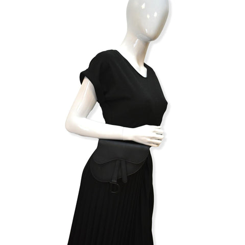 Preloved Christian Dior Saddle Leather Shoulder Bag Black