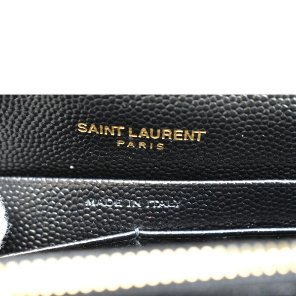 YVES SAINT LAURENT Envelope Monogram Leather Crossbody Chain Wallet Black