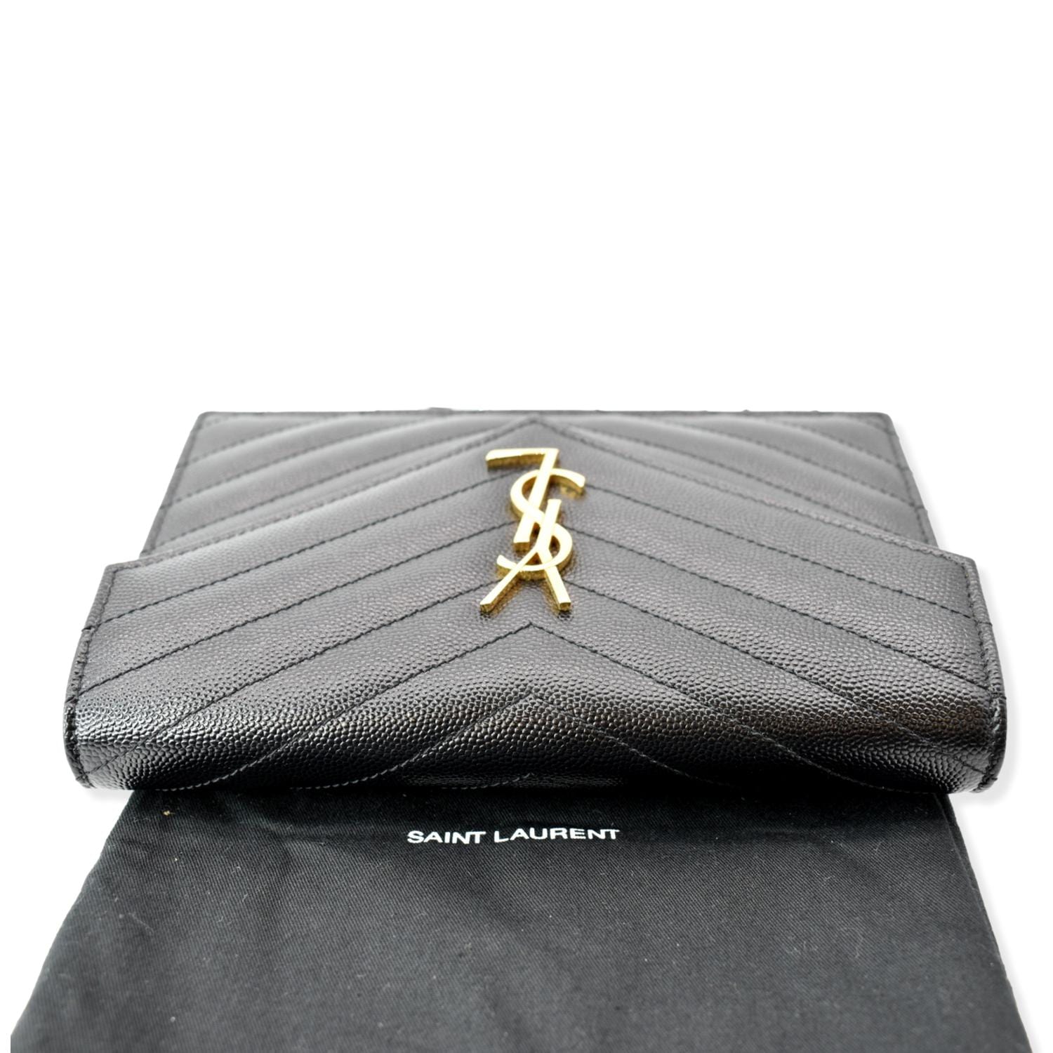YSL Saint Laurent Classic Monogram Wallet on Chain Crossbody Matelasse—BLACK