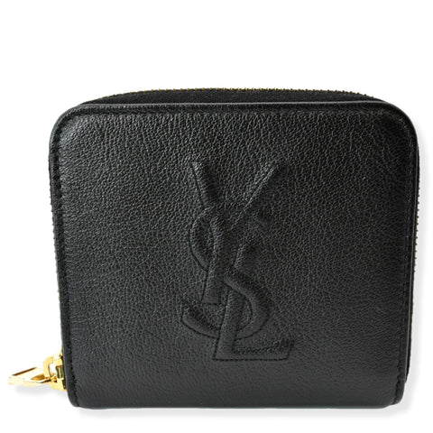 YVES SAINT LAURENT Grained Leather Zip Wallet Black