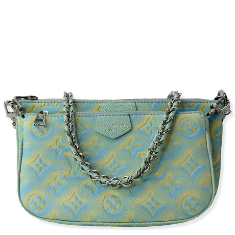 LOUIS VUITTON Multi Pochette Accessoires Monogram Empreinte Shoulder Bag Vert d'eau