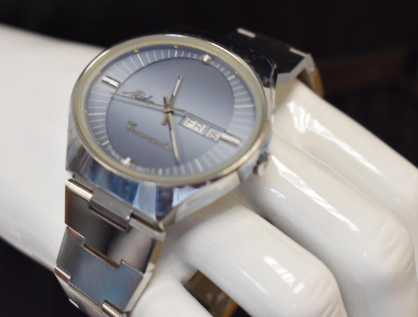 MIDO Commander 1980 Day Date Men's Stainless Steel Watch Light Blue Dial 41MM