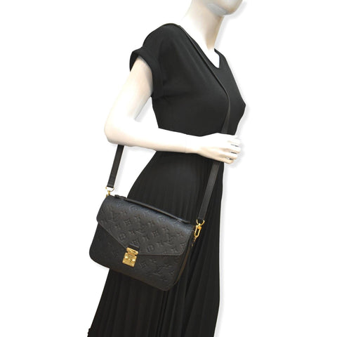 LOUIS VUITTON Metis Pochette Empreinte Leather Crossbody Bag Black