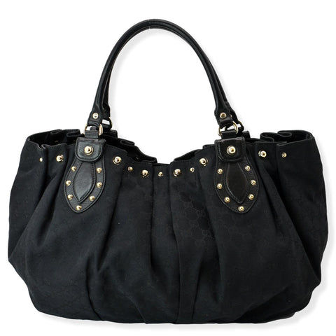 GUCCI Studded Pelham Large GG Canvas Tote Black 203626
