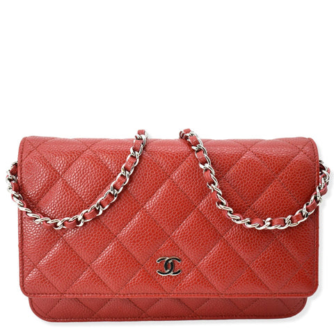 CHANEL CC WOC Caviar Leather Chain Crossbody Bag Red