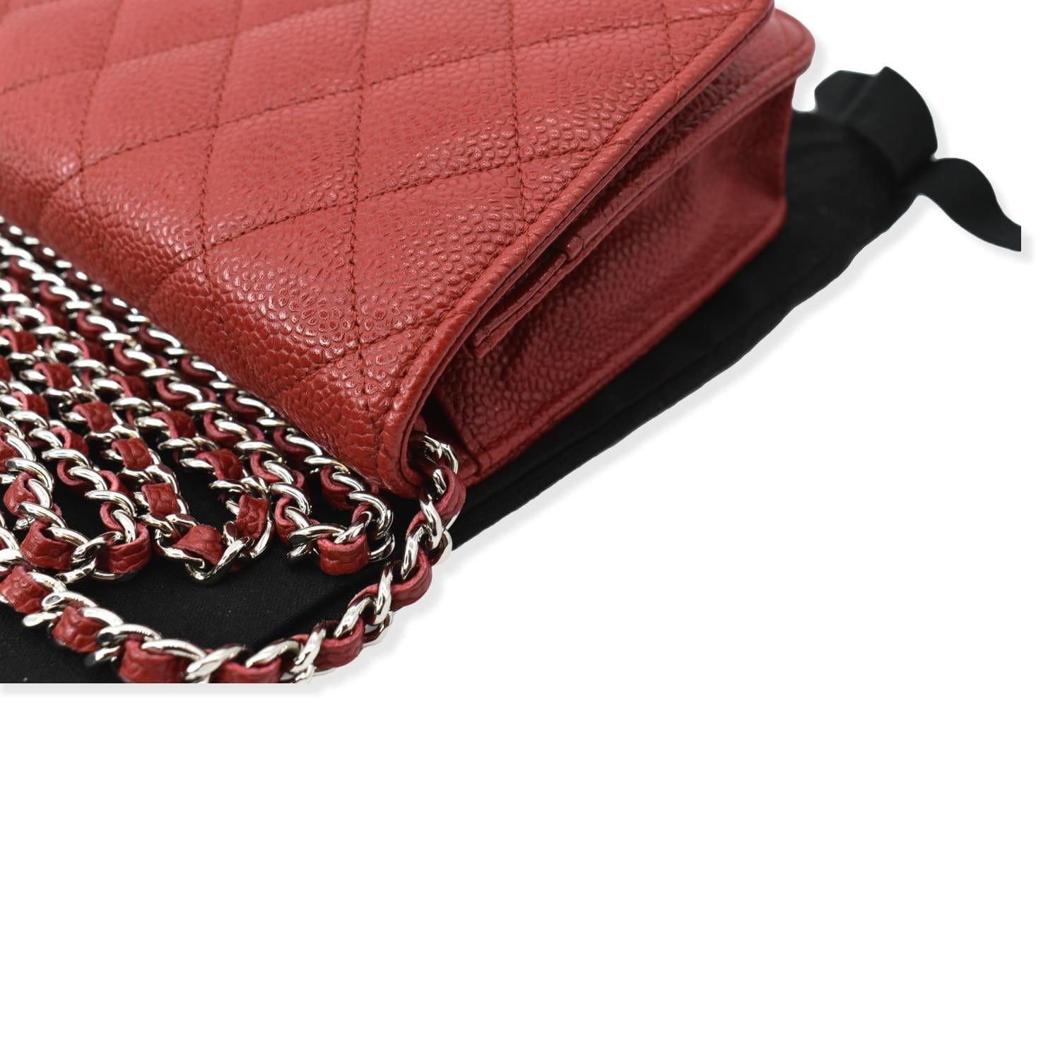 Red Chanel CC Double Zip Wallet on Chain Crossbody Bag
