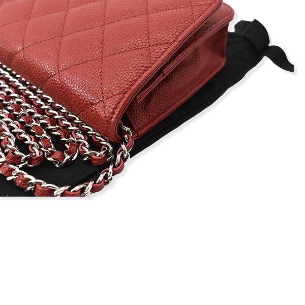 CHANEL CC WOC Caviar Leather Chain Crossbody Bag Red