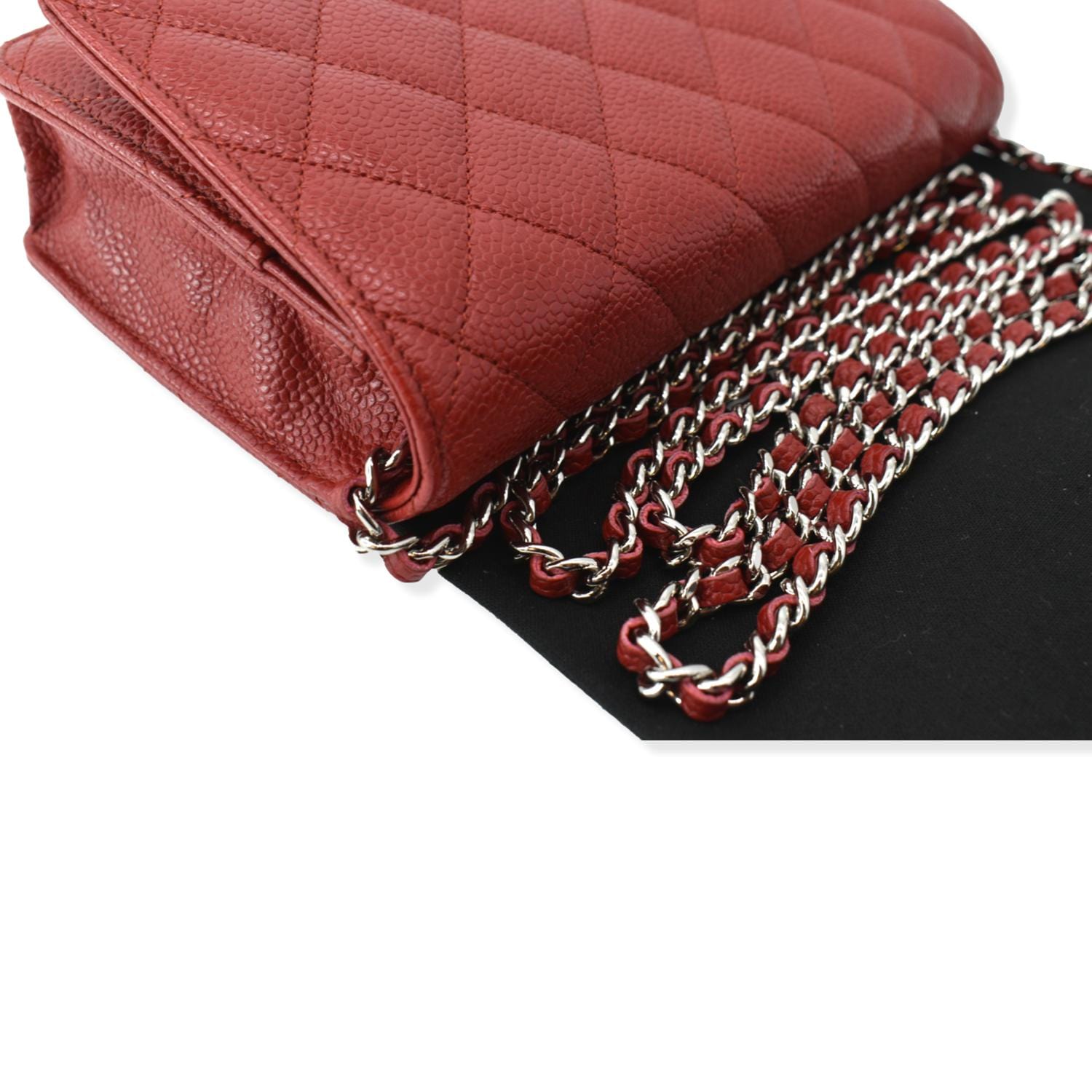 CHANEL CC WOC Caviar Leather Chain Crossbody Bag Red