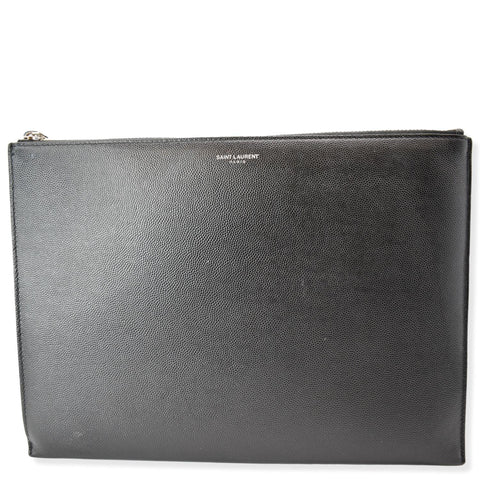 Yves Saint Laurent Grain Leather Pouch Black