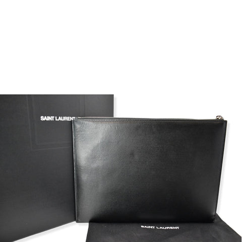 Yves Saint Laurent Grain Leather Pouch Black
