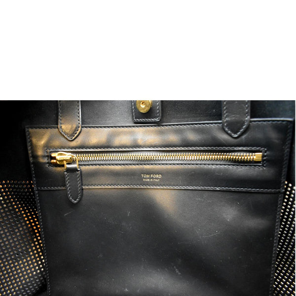 Tom Ford East/West Graphic T Perforated Leather Tote Bag
