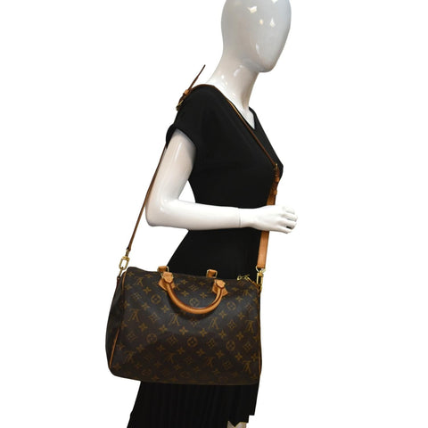 LOUIS VUITTON Speedy 30 Bandouliere Monogram Canvas Shoulder Bag Brown
