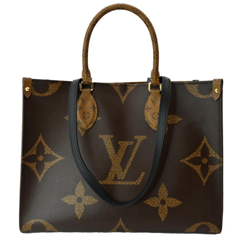 LOUIS VUITTON Onthego MM Giant Monogram Canvas Tote Shoulder Bag Brown