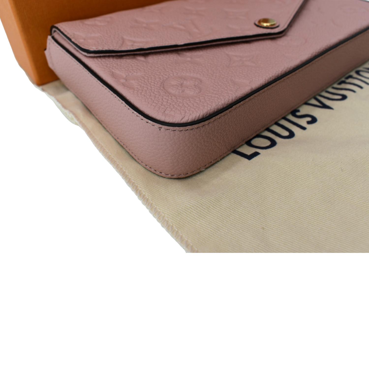 LOUIS VUITTON Pochette Felicie Monogram Leather Chain Wallet Pink
